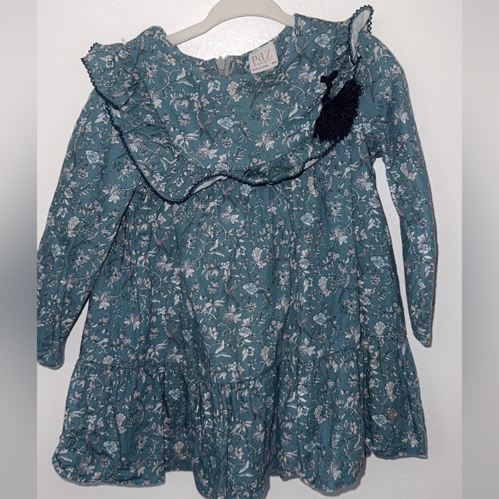 Floral Teal Long Sleeve Dress